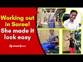 Bodybuilder In Saree Pune Women Works Out Wearing Saree Woman Works Out Wearing Saree ETVBharat