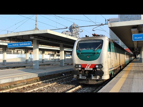 E.403-007 + CARROZZE UIC-X ICN PARTENZA STAZIONE DI MILANO PORTA GARIBALDI
