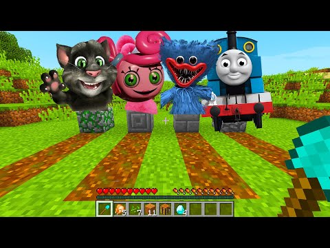 CHOOSE THE RIGHT GRAVE HUGGY WUGGY, MOMMY LONG LEGS, THOMAS TRAIN & TALKING TOM  in Minecraft!
