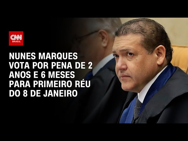 Nunes Marques vota pela condenação do 1º réu do 8 de janeiro em dois de cinco crimes | CNN 360º