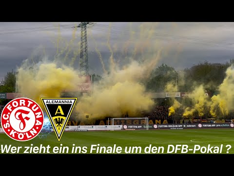SC Fortuna Köln - TSV Alemannia Aachen | Mega Pyroshows, Choreo, Platzverweis & hitziger Pokalfight