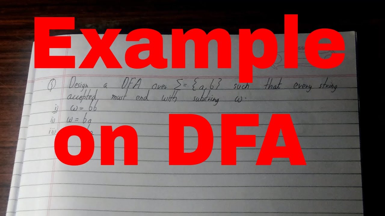 DFA examples with solutions|String must end with w|Deterministic finite automata|DFA