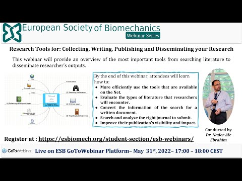 ESB Webinar Series–No 11 –Tools for Collecting, Writing, Publishing, and Disseminating your Research
