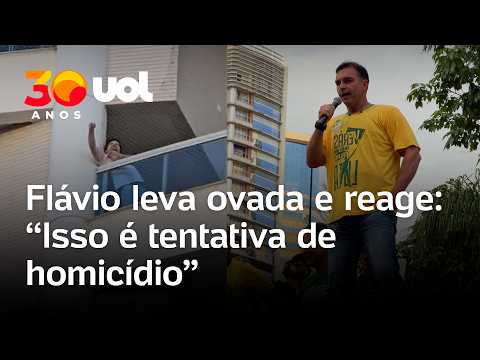 Flávio Bolsonaro leva ovada durante ato de campanha em Goiânia e reage: ‘Tentativa de homicídio’