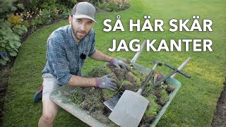 Så här skär jag kanter runt gräsmattan