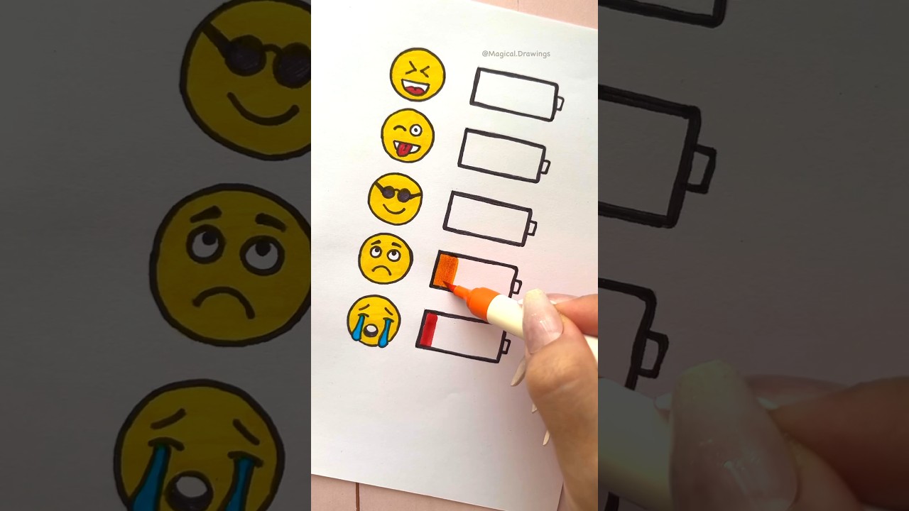 Emoji Batteries #shorts #drawing #emojichallenge #emoji #emojis #diy #viral #viralvideo #papercraft