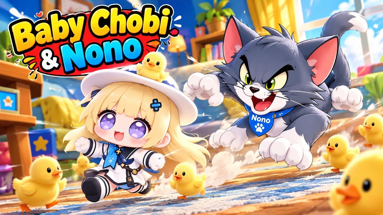 😂 Tom & Jerry-Style Cat Chase! 🐭 Cute Chibi Comedy | Baby Chobi & Nono
