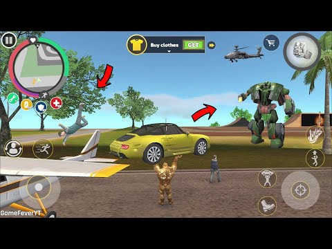 Rope Hero Vice Town - (Stone Giant Throw Heavy Bus on Car Robot) Mutant Man Fly Naxeex Airplane - HD