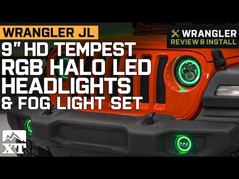 Jeep Wrangler JL 9 Inch HD Tempest RGB Halo LED Headlights & Fog Light Set Review & Install