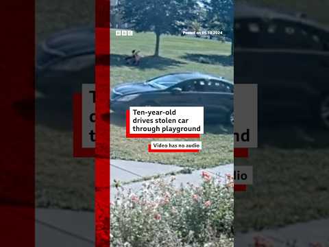 Watch the video | 10-year-old drives stolen car through busy playground. #Minnesota #BBCNews