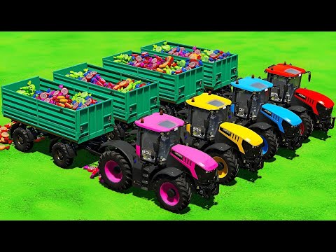 TRANPORTING COLORED CANDY WITH JCB TRACTORS - Farming Simulator 22
