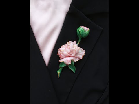 Peony brooch video tutorial ~ polymer clay brooch master class
