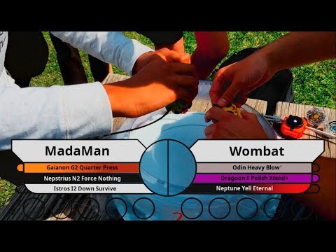 WBO Beyblade Tournament Battle: MadaMan vs Wombat - The 100 Yard-S TOP 4 #BeybladeBurst