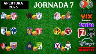 FECHAS,HORARIOS Y CANALES PARA LA JORNADA 7  DE LA LIGA MX APERTURA 20