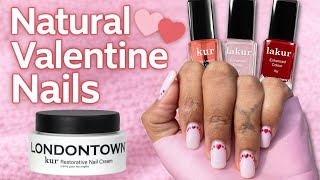 Valentine’s Nails on Natural Nails 💗 Simple Heart Nail Art Using Londontown Lakur 💅🏽
