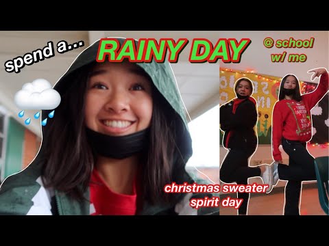 spend a RAINY DAY at school with me | christmas sweater spirit day ❣️ Vlogmas Day 14!