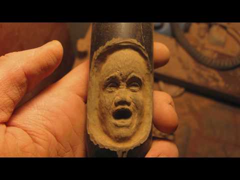 Ebonite carved mouthpiece to my new Penny Wise briar pipe