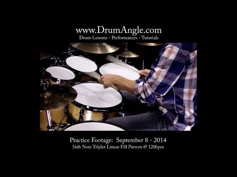 DrumAngle.com Practice Footage: 16th Note Triplet Linear Fill Pattern @120 bpm
