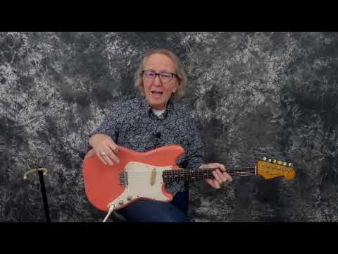 Video Demo Vintage 1960 Fender Musicmaster Refin'd Shell Pink Pro Setup Original Hard Shell Case image 16