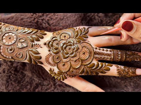 Beautiful Quick Henna Design For Back Hand | Easy And Simple Mehndi Design Tutorial #thouseenshenna 