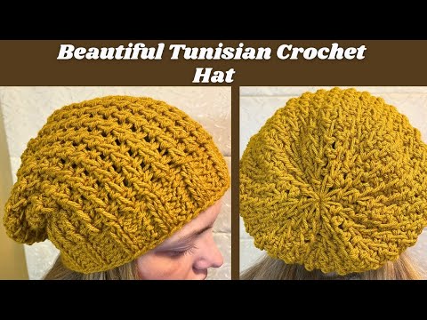 Beautiful Tunisian Crochet Slouchy Hat Tutorial- Easier Than It Looks!!
