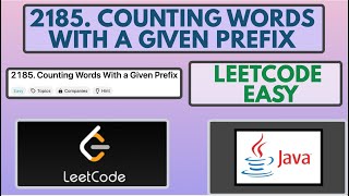 YouTube video 'Leetcode | 2185. Counting Words With a Given Prefix | Easy | Java Solution'