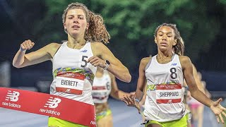 Amelia Everett slides past elite 800 meter filed to take HUGE win at Track Night NYC