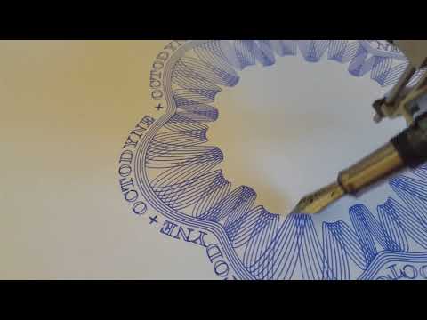 Testing out some guilloche patterns on a AxiDraw plotter