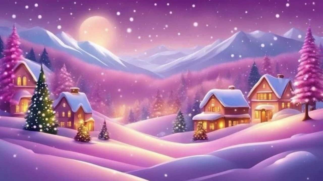 4K Pink Winter Wonderland Art: Magical Snowy Village for Samsung Frame TV 🏘️💖 Pastel Dream Ambience📺