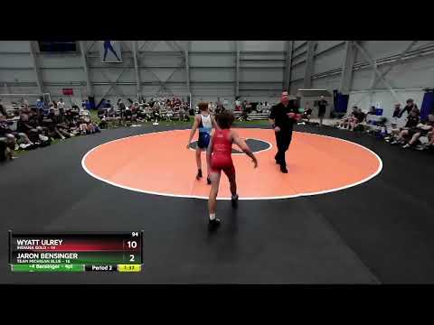 94 Lbs 4th Wrestleback (16 Team) - Wyatt Ulrey, Indiana Gold Vs Jaron Bensinger, Team Michigan Blu