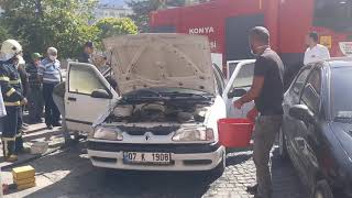 Seydişehir’de yanan aracı Jandarma Ekipleri söndürdü.