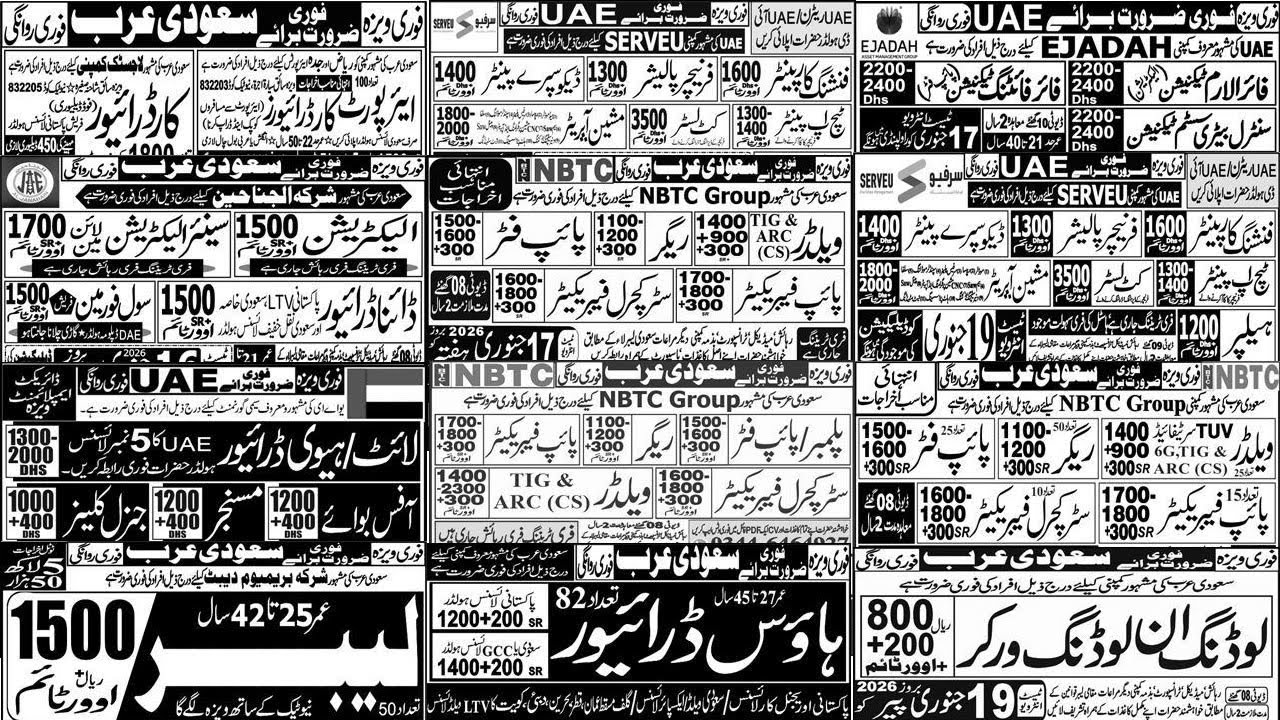 UAE, Saudi Arabia & Qatar Visa Jobs 2026 | Mason, Electrician, Driver, Security Guard & All Visas