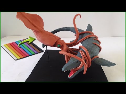 COLOSSAL SQUID vs MOSASAURUS WITH CLAY/PLASTILINA.