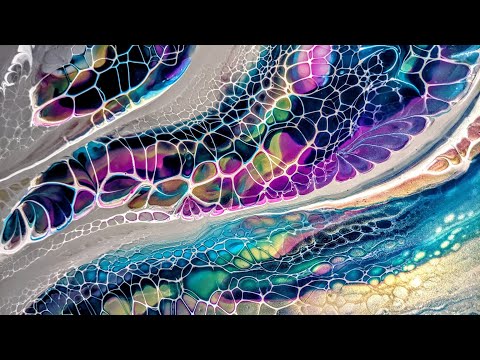 'Asgard' ~ Beautiful Acrylic Fluid Pour ~ Large Canvas Bloomswipe  (109)