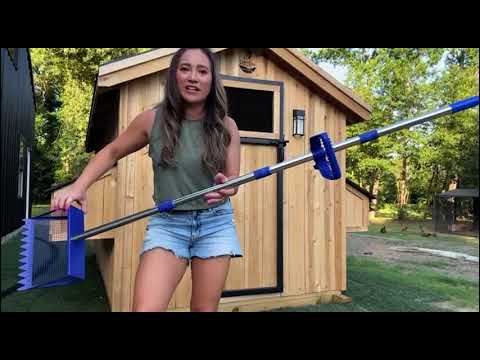 VEEMI Chicken Poop Scooper & Rake 2-in-1, Large Metal Shovel Head