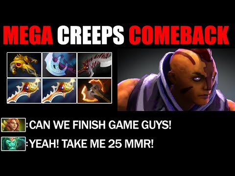 2X Divine Rapier Anti Mage Defend Mega Creeps - Crazy Comeback Immortal Rank 7.27c Dota 2