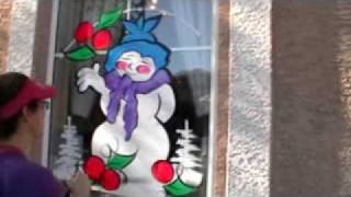 preview picture of video 'Christmas Holiday  Window Painting PerfectSigns.com by Kim Cooper'