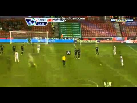 GREAT GOAL Ryan Shawcross  Stoke City 1-0 Wigan Athletic PREMIER LEAGUE 29-1-2013