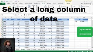 How to select a long column of Data in Excel