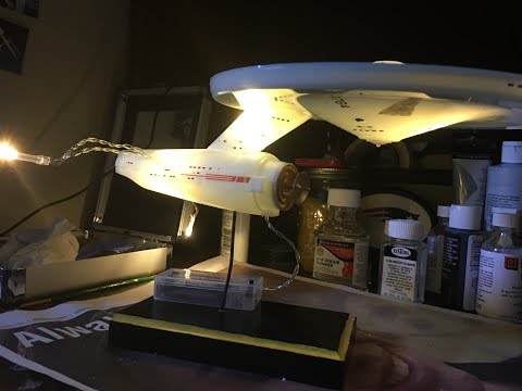 USS Defiant NCC-1764 ( Secondary Hull and Custom Base Assembly with Lights)