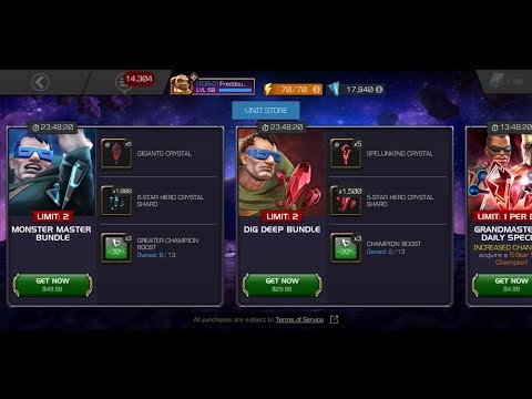 10x Chanes at 5 & 6 Star Mole Man Early Access Crystal Opening- Marvel Contest Of Champions