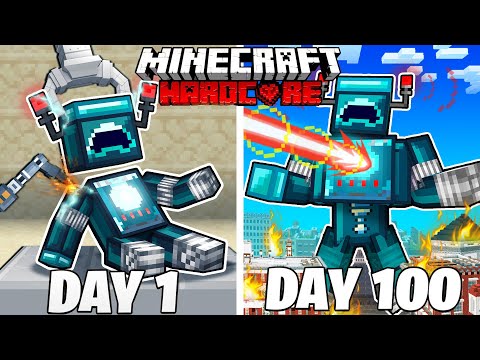 I Survived 100 Days as a ROBOT WARDEN in HARDCORE Minecraft