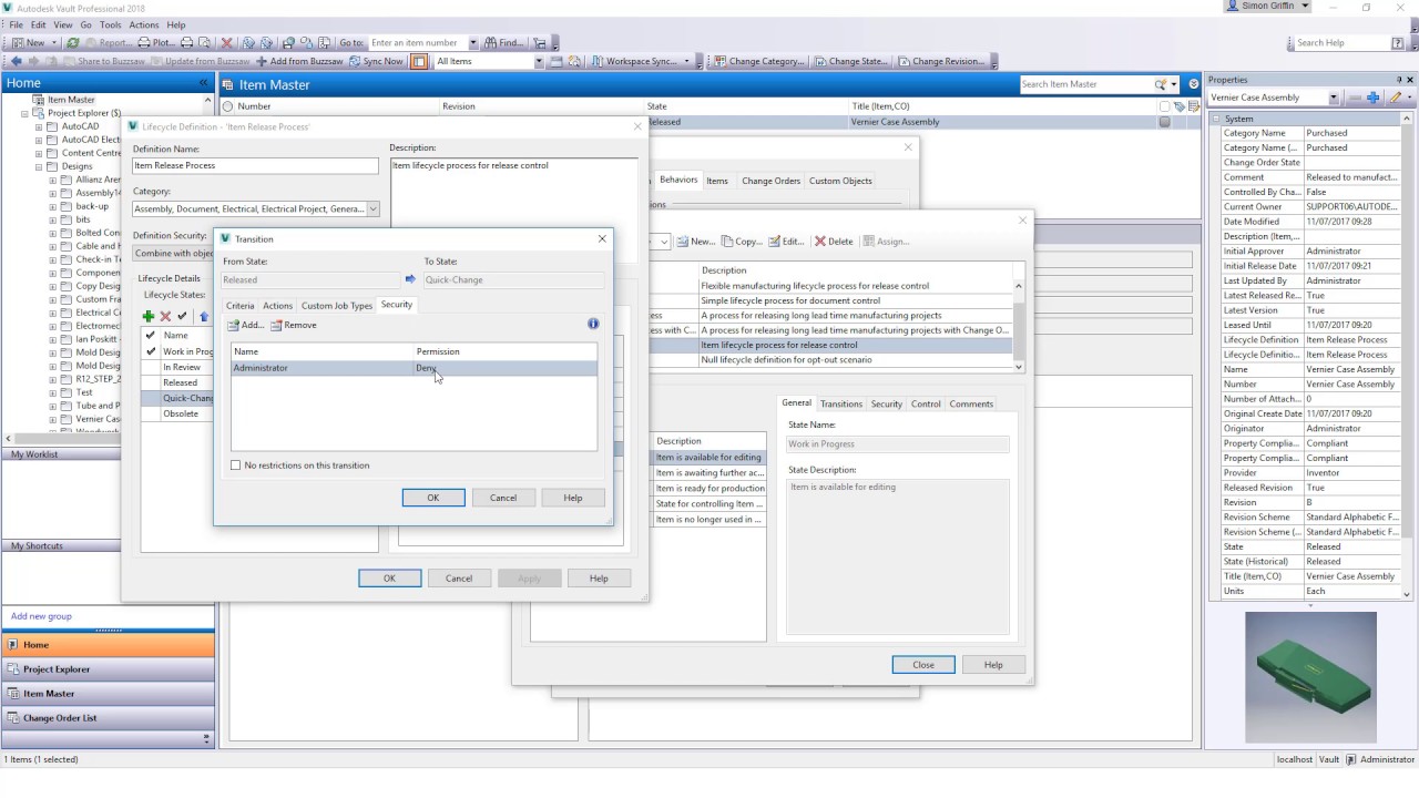 Vault   Item and Lifecycle Settings