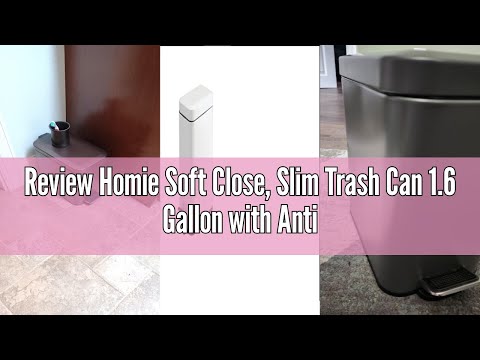 Review Homie Soft Close, Slim Trash Can 1.6 Gallon with Anti - Bag Slip Liner and Lid, Use as Mini G