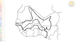 Map of Songhai Empire drawing easy | African sketches | How to draw Songhai Empire map step by step