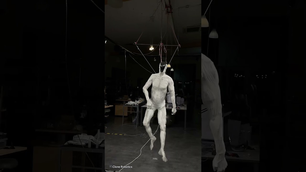 Eerie moment world's first synthetic human-robot twitches to life