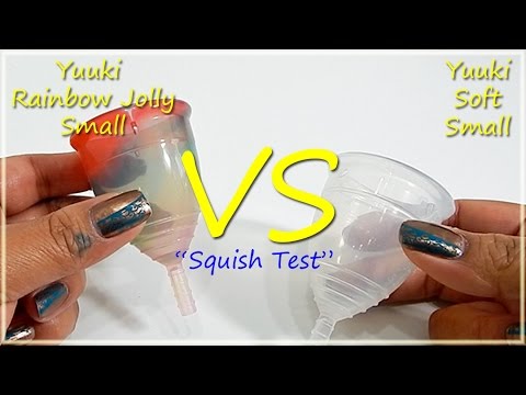 Yuuki Rainbow Lg vs Yuuki Soft Lg "Squish Test" - Menstrual Cups