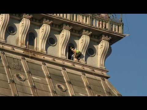 Jenny Lavarda climbs the Mole Antonelliana in Torino, Italy
