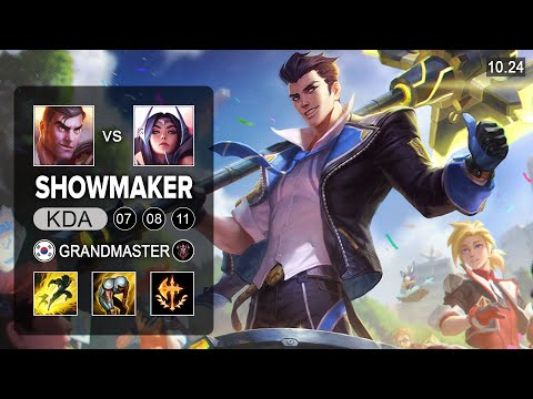 Showmaker vs Faker - Jayce Mid vs Irelia - KR Grandmaster patch 10.24