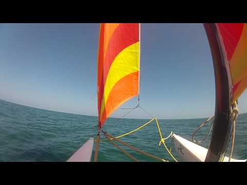 GoPro Sailing a Hobie Cat Catamaran off the Beach at Iberostar Laguna Azul Varadero Cuba